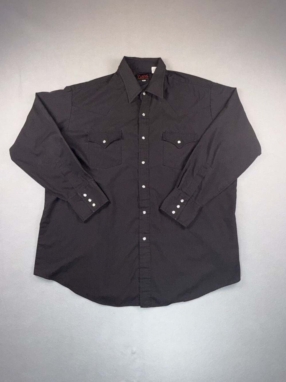 Plains Western Wear Western Shirt Size XL Black Pearl Snap Long Sleeve